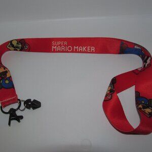 Nintendo Wii 3DS Super Mario Bros. Super Mario Maker Red Promo Lanyard ID Holder
